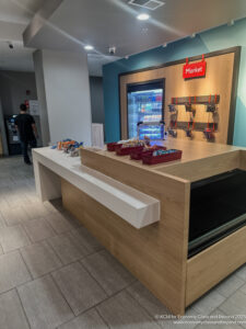 a counter with food on it