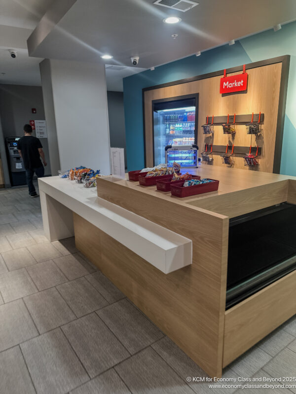a counter with food on it
