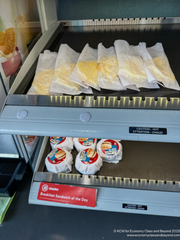 a shelf with food on it