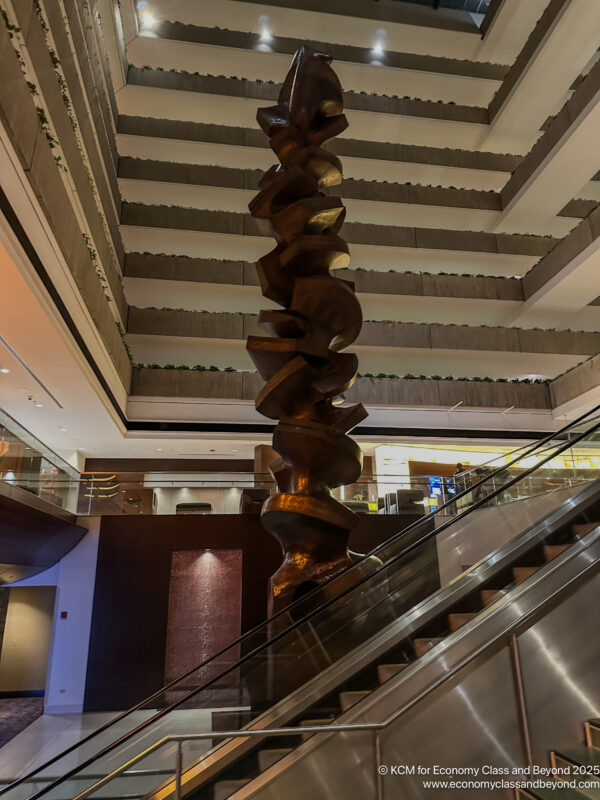 a statue in a building