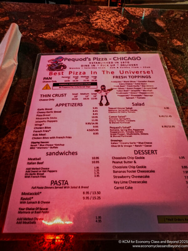 a menu on a table