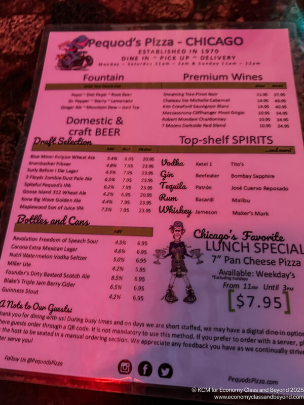a menu on a table