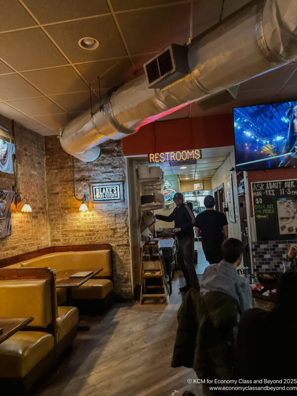 a group of people in a restaurant