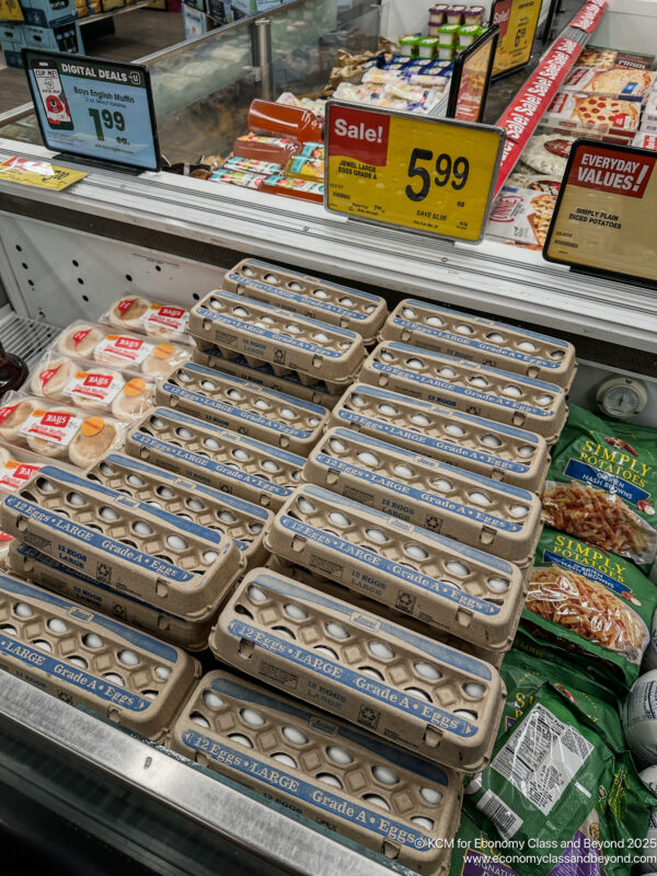 a shelf with eggs in it