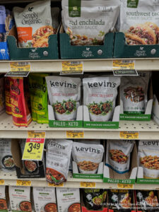 a shelf with food on it
