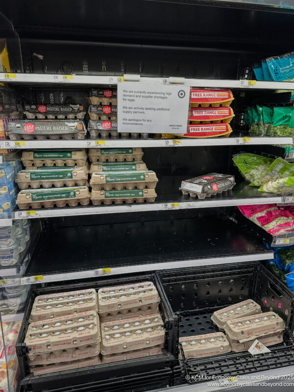 shelves of eggs in a store