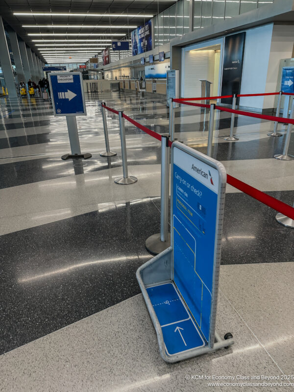 a blue sign in a terminal