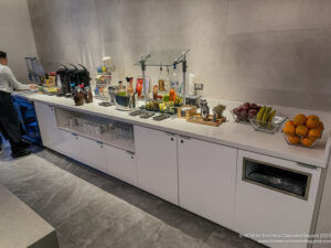 a counter with food on it
