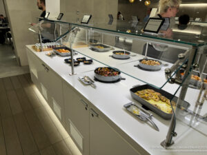 a counter with food on it