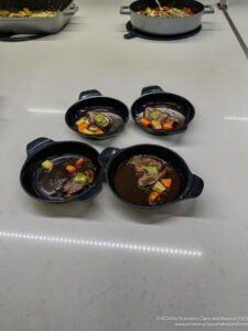 a group of bowls of food