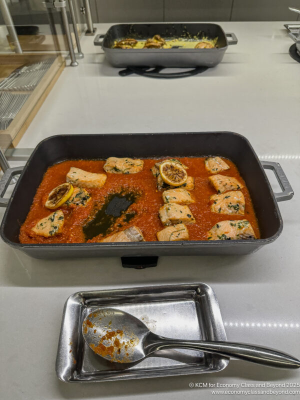 a pan of food on a counter