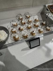 a display of desserts on a counter