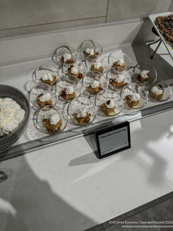 a display of desserts on a counter