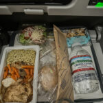 food on the tray onboard American Airlines 90 (Chicago to London)