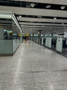 a hallway with glass doors