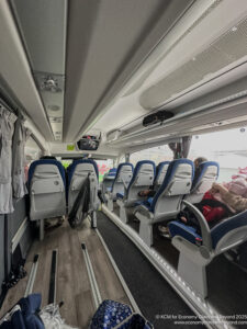 a bus with seats on the side