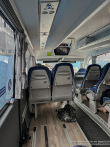 a bus with seats in the back