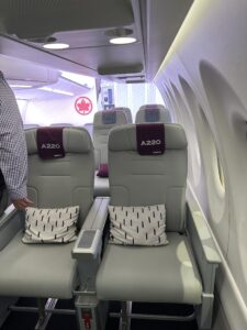 a row of seats in an airplane