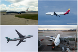 IAG Widebody Aircraft (BA Boeing 787, Iberia AA330, Aer Lingus A330 and LEVEL A330 - Images and Colage - Economy Class and Beyond