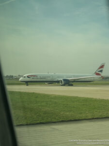 a plane on the runway