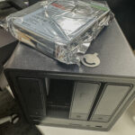 NASsync 4800 - hard drive tray open with a Seagate Ironwolf 16Tb drive