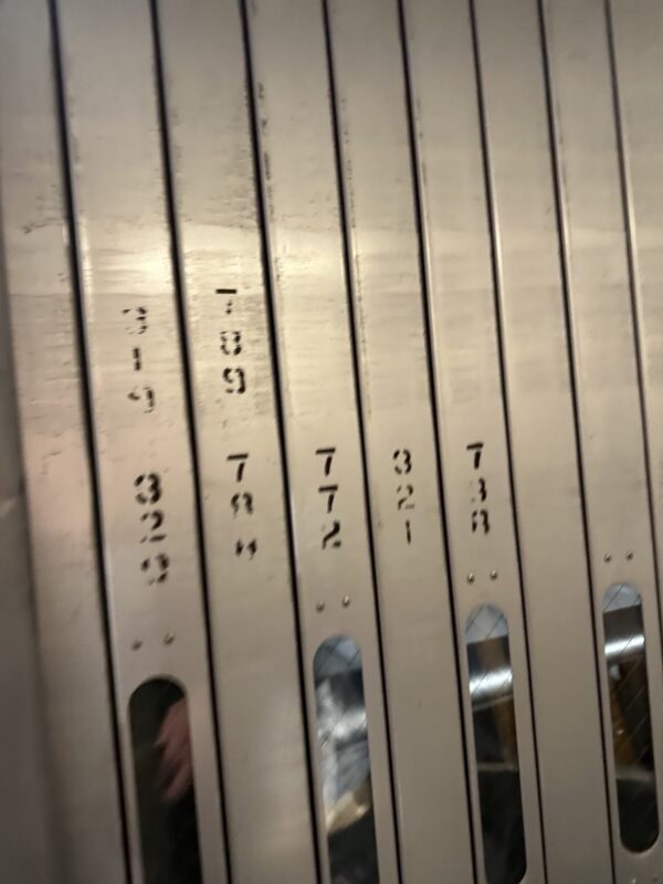 a row of metal dividers with numbers