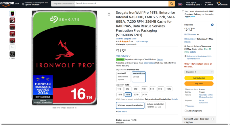 Segate Ironwolf -amazon