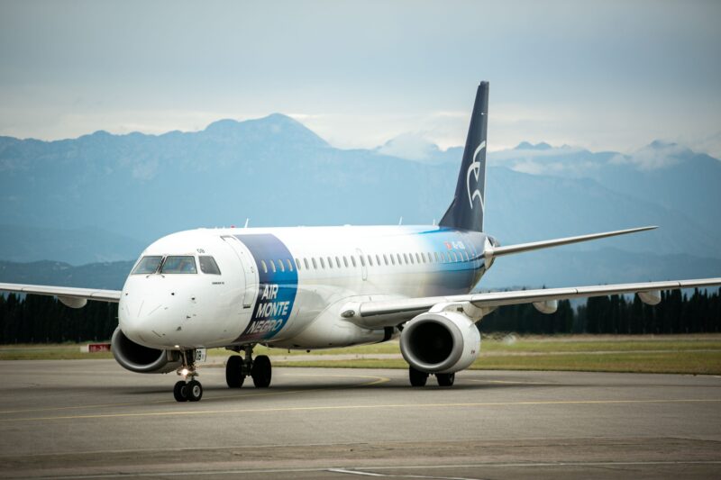 a plane on the runway
