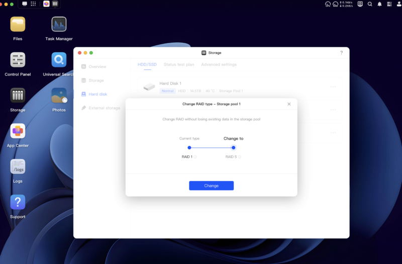 UGOS Storage Manager - Change RAID Type
