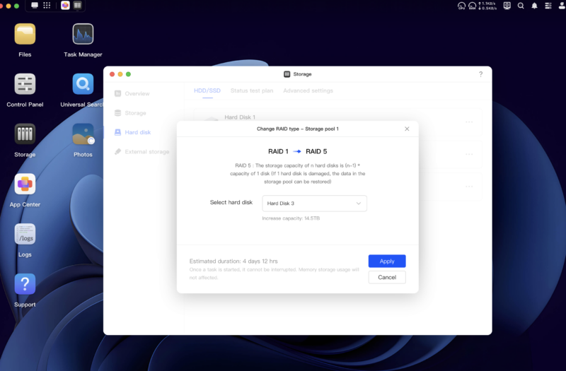 UGOS Storage Manager - Change RAID Type
