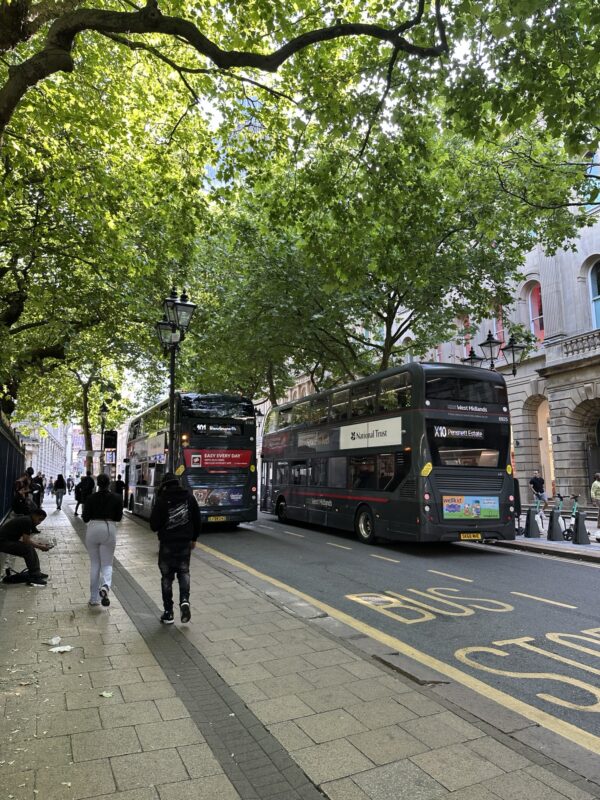 Under shady trees on Colmore Row, Birmingham