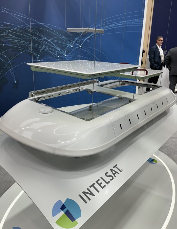 Exploded view of an Intelsat Antenna at AIX2025 - Image, Economy Class and Beyond