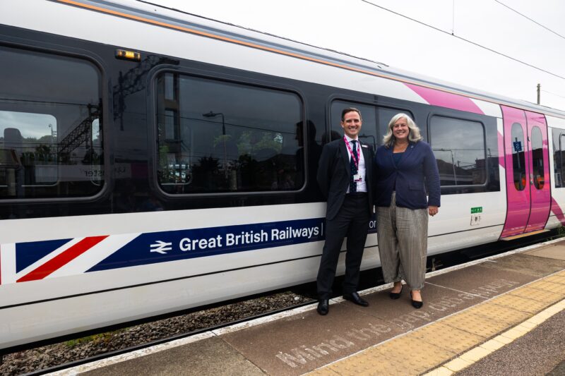 c2c moves into public ownership. Pictured, Rob Mullen, Managing Director of c2c, Transport Secretary Heidi Alexander - Image, UK Department for Transport