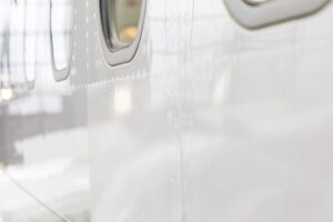 Modification of a Lufthansa Boeing 747-400 with riblet films (sharkskin) prior to validation flight campaign in late 2019 - Image, Lufthansa Technik