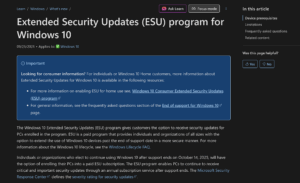 Windows `10 ESU for business