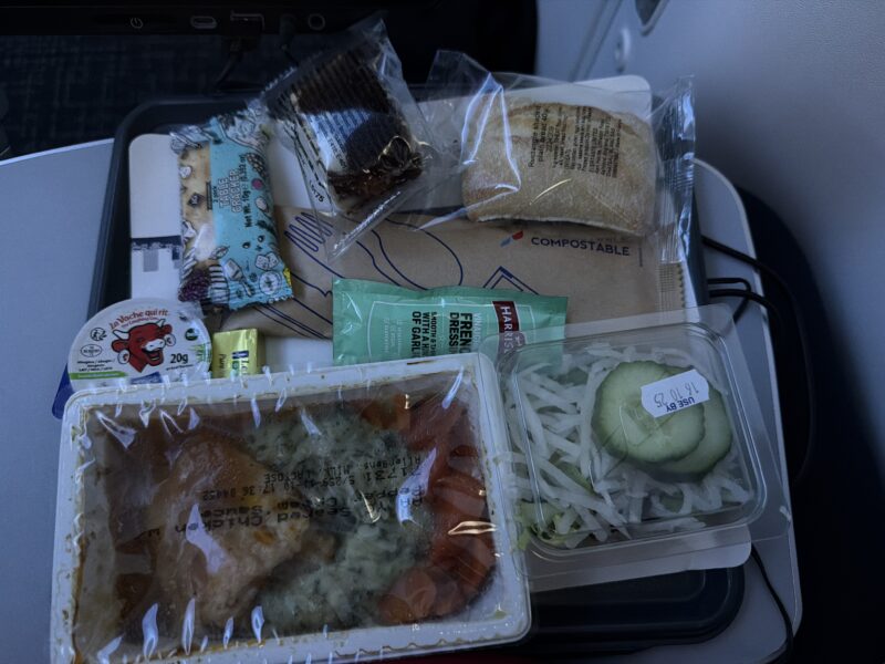 food in plastic bags on a tray