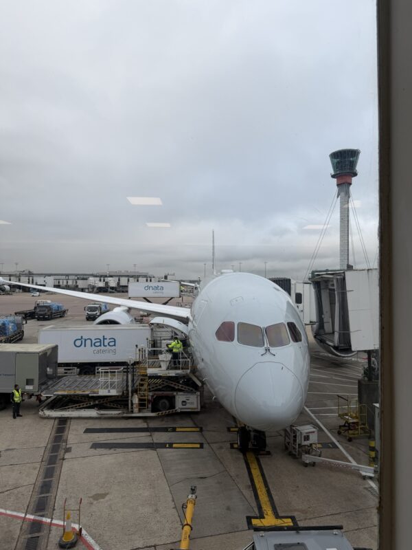a plane parked at an airport