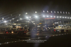 a airport at night with lights