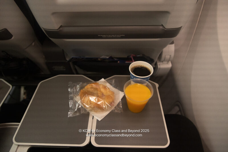 a tray with food and drink on it