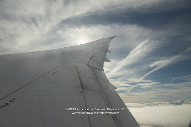 the wing of an airplane