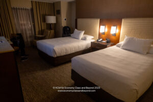 two beds in a hotel room