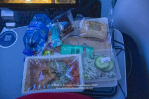 food in plastic bags on a tray