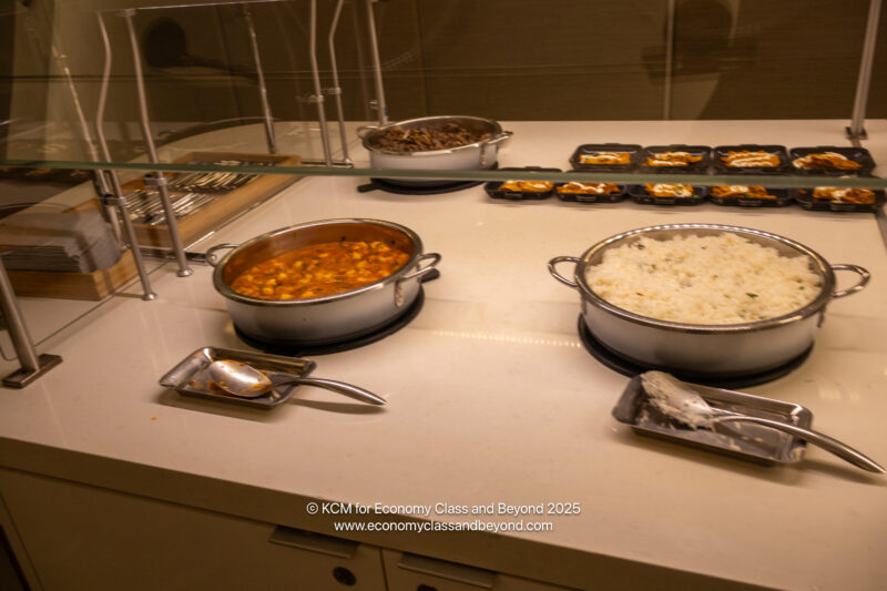 a buffet with food in bowls