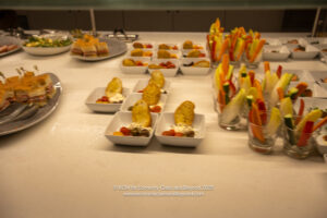 a table with different food items