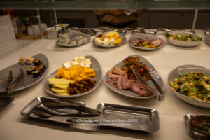 a table with plates of food