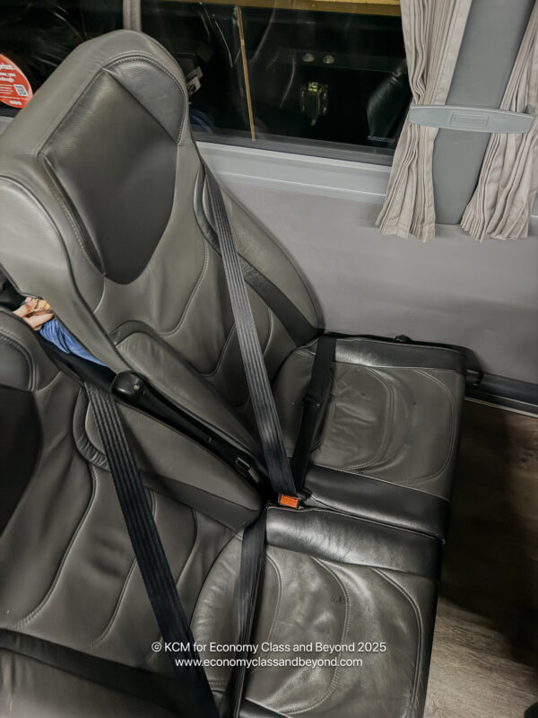 a seat belt in a bus