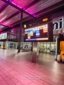 a large sign in a building