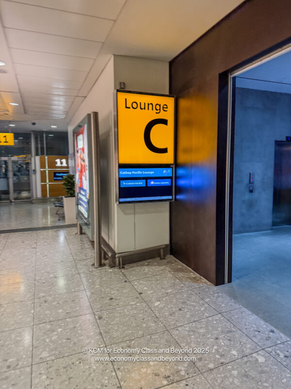 a yellow sign in a building