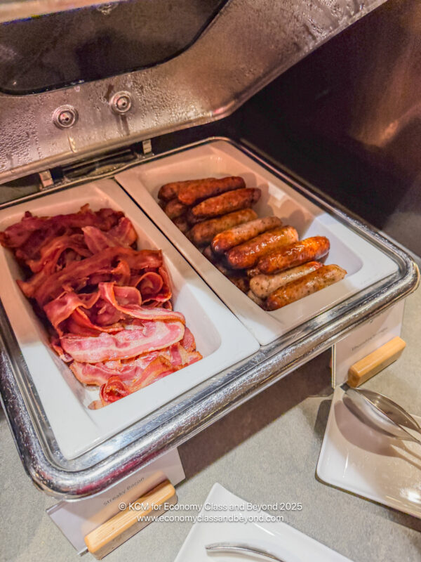 a tray of food in a buffet