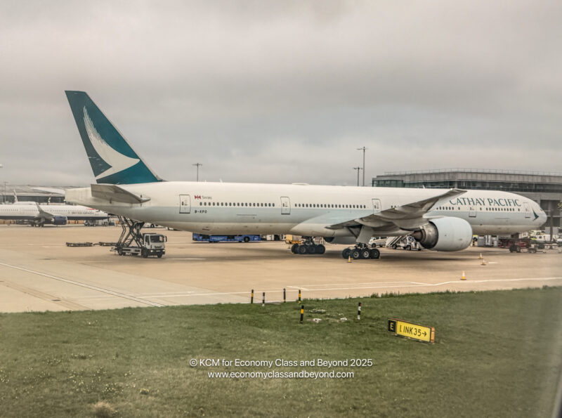 Cathay Pacific Boeing 777-300ER on the hard stands at London Heathrow - Image, Economy Class and Beyond